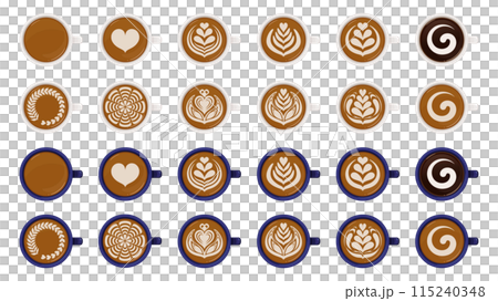 Illustration of latte art from directly above_Coffee Illustration of latte art from directly above_Coffee 115240348