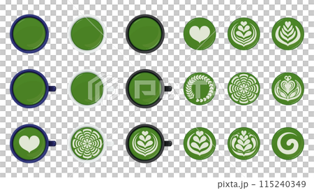 Illustration material of matcha latte art from directly above Seto 115240349