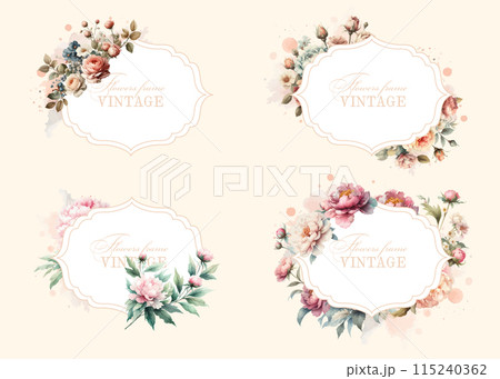 Vintage floral frame with flowers on a cream background. Vintage floral frame with flowers on a cream background. 115240362