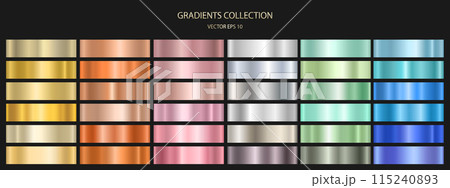A set of colored gradients. Metallic gradient effects for the design of text and bulletin boards, infographics. 115240893