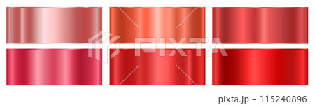 A set of ruby, red glossy metallic gradients on a white background. A set of ruby, red glossy metallic gradients on a white background. 115240896
