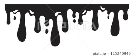 Dripping Paint molten splash, liquid flow abstract shape stain isolated on transparent background. Fluid trickle, border or stencil. 115240949