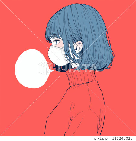 マスクをしている女性と吹き出し マスクをしている女性と吹き出し 115241026