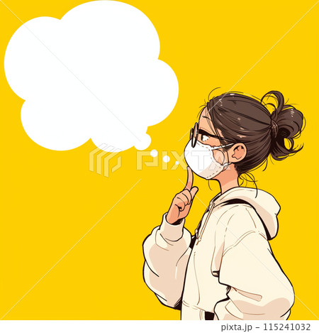 マスクをしている女性と吹き出し 115241032