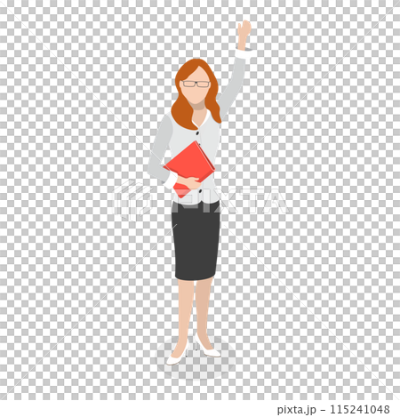 3D Isometric Flat  Set of People with Hi Hand Gesture. Item 1 115241048