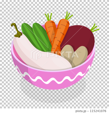 3D Isometric Flat Icon of Vegetable Bowls Set. Item 4 3D Isometric Flat Icon of Vegetable Bowls Set. Item 4 115241076