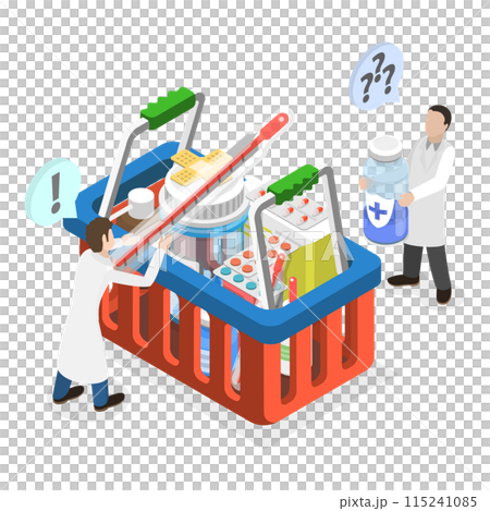 3D Isometric Flat  Illustration of Pharmacy Store. Item 3 115241085