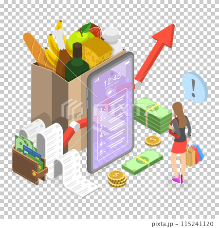 3D Isometric Flat Illustration of Inflation. Item 3 3D Isometric Flat Illustration of Inflation. Item 3 115241120
