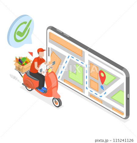 3D Isometric Flat  Illustration of Veggie Delivery. Item 2 115241126