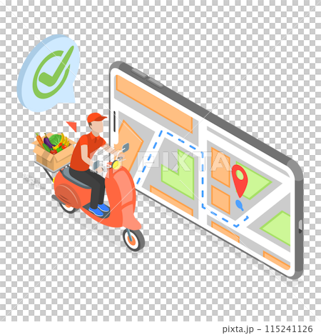 3D Isometric Flat  Illustration of Veggie Delivery. Item 2 115241126