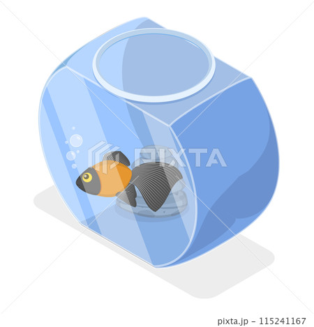 3D Isometric Flat  Set of Home Aquariums. Item 1 115241167