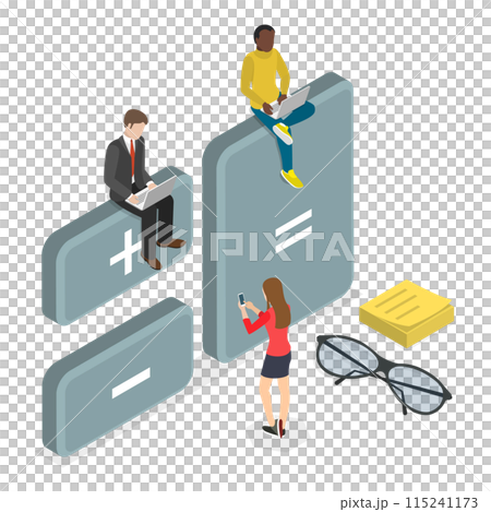 3D Isometric Flat Illustration of Calculator App. Item 1 3D Isometric Flat Illustration of Calculator App. Item 1 115241173
