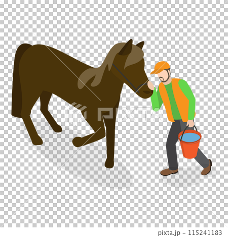 3D Isometric Flat Illustration of Hippotherapy. Item 2 3D Isometric Flat Illustration of Hippotherapy. Item 2 115241183