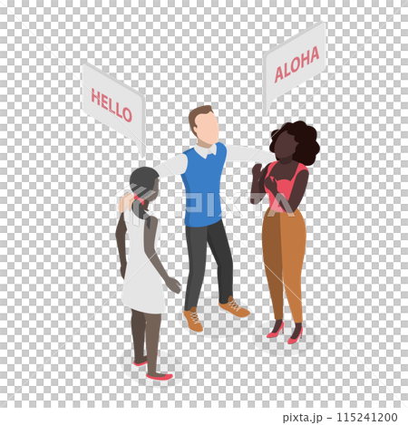 3D Isometric Flat  Illustration of International Communication. Item 1 115241200