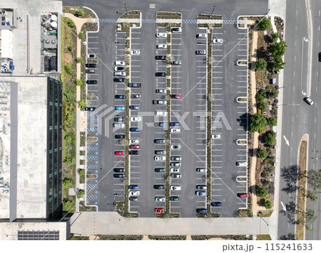 Aerial view of open car parking lot Aerial view of open car parking lot 115241633