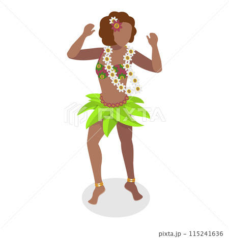 3D Isometric Flat Set of Hawaiian Dancers. Item 6 3D Isometric Flat Set of Hawaiian Dancers. Item 6 115241636