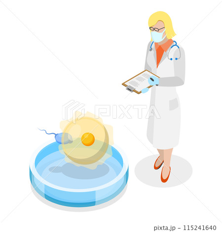 3D Isometric Flat  Illustration of In Vitro Fertilization. Item 1 115241640