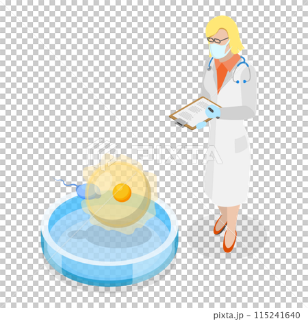 3D Isometric Flat  Illustration of In Vitro Fertilization. Item 1 115241640