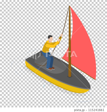 3D Isometric Flat  Set of Sailing Boats. Item 4 115241661