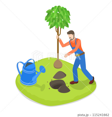 3D Isometric Flat Illustration of Garden Landscape Worker. Item 4 3D Isometric Flat Illustration of Garden Landscape Worker. Item 4 115241662