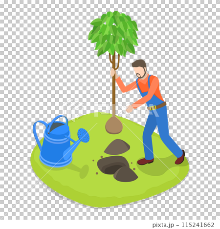 3D Isometric Flat Illustration of Garden Landscape Worker. Item 4 3D Isometric Flat Illustration of Garden Landscape Worker. Item 4 115241662