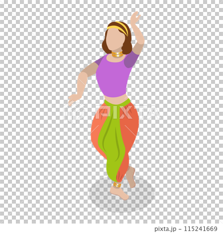 3D Isometric Flat Set of Traditional Indian Dancers. Item 5 3D Isometric Flat Set of Traditional Indian Dancers. Item 5 115241669