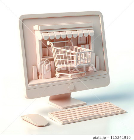 Shop store on computer screen, online shopping concept 115241910