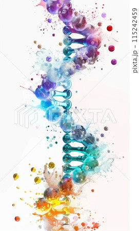 Colorful multicolored enzymes on a white background, enzymes to speed up a chemical reaction Colorful multicolored enzymes on a white background, enzymes to speed up a chemical reaction 115242459