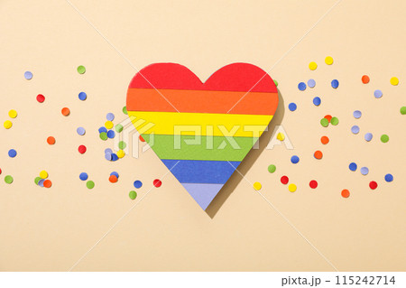 LGBT parade concept, free love symbol on light background. 115242714