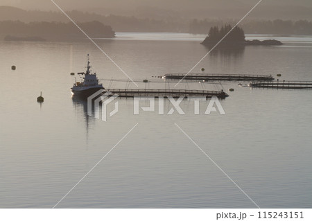 静寂なベルゲン沖の湖面神秘的な風景 静寂なベルゲン沖の湖面神秘的な風景 115243151