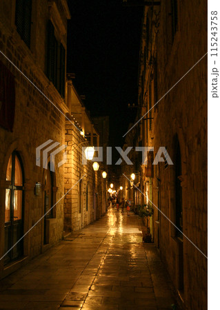 Scenic illumination of downton Dubrovnik at night 115243758