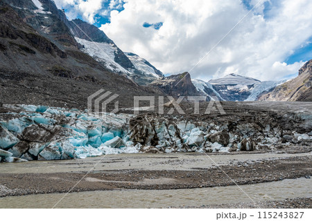Colorful ice at the Pasterze Glacier at the Mount Grossglockner 115243827
