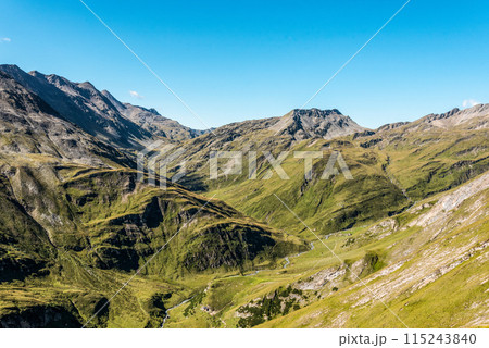 Scenic alpine landscape in the High Tauern National Park during a hike around Mt. Grossglockner 115243840