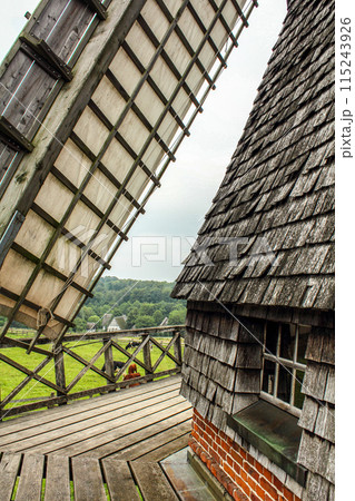 Beautiful antique windmill in Lower Saxony in Germany 115243926
