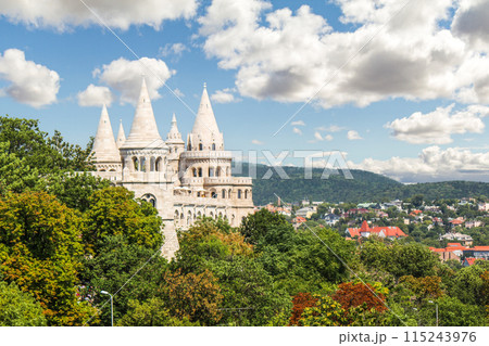 Famous Fisherman's Bastion in Budapest seen from Gellert hill Famous Fisherman's Bastion in Budapest seen from Gellert hill 115243976