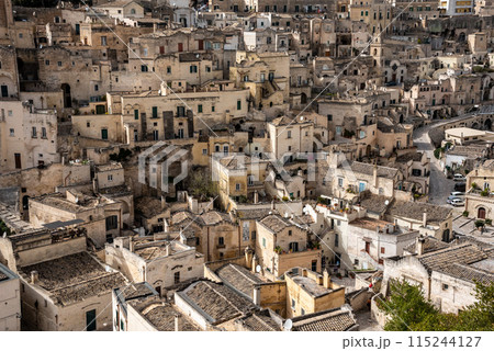 Great view of residential dwellings in Matera, Italy 115244127