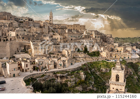 Panoramic view of the famous Sassi di Matera, Italy Panoramic view of the famous Sassi di Matera, Italy 115244160