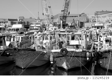 港に舫われた警戒船 115245219