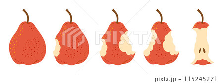 Red Pear eating steps isolated on transparent background 115245271