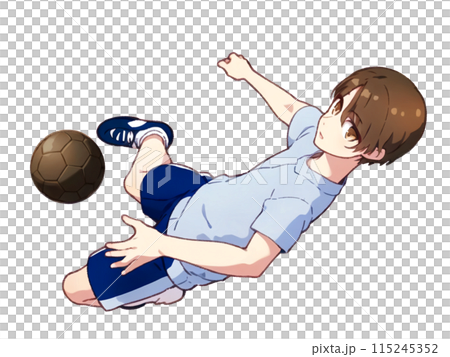 Boy shooting a soccer ball 115245352