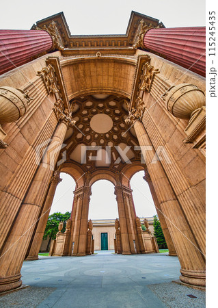 Entrance and ceiling view of open air rotunda with Roman architecture at Palace of Fine Arts Entrance and ceiling view of open air rotunda with Roman architecture at Palace of Fine Arts 115245435