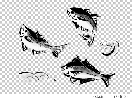 手寫日式毛筆插畫素材集竹莢魚（竹莢魚） 115246123
