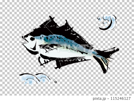 竹莢魚（竹莢魚）手寫日式毛筆插畫素材 115246127