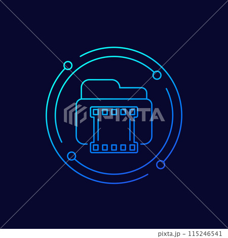 video folder icon, linear design video folder icon, linear design 115246541