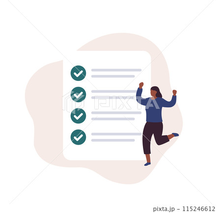 completed tasks, to do list vector with womanのイラスト素材 [115246612] - PIXTA