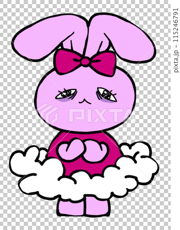 眼睛周圍有黑眼圈的兔子的原始特徵手繪動物插圖。 115246791