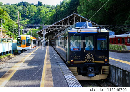 蒼い列車で大人旅・世界遺産『紀伊山地の霊場と参詣道』吉野駅へ … 近鉄観光特急【青の交響曲】 115246793