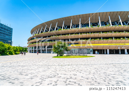 【東京都】爽やかな青空が広がる新国立競技場 【東京都】爽やかな青空が広がる新国立競技場 115247413