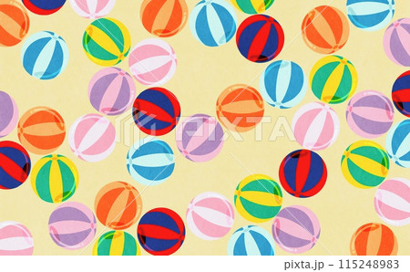 カラフルなビーチボールのパターン(イエロー) カラフルなビーチボールのパターン(イエロー) 115248983