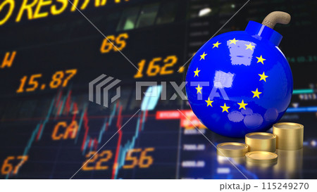 The euro flag symbol on Bomb for Business concept 3d rendering. 115249270